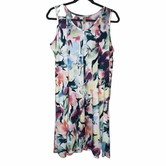 Shoreline Dress Coverup Sz L XL Abstract Floral Pattern Beach Coastal Vacation‎ - Picture 1 of 10